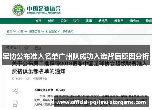 足协公布准入名单广州队成功入选背后原因分析