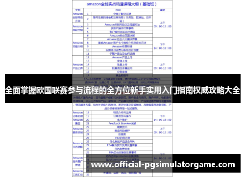 全面掌握欧国联赛参与流程的全方位新手实用入门指南权威攻略大全