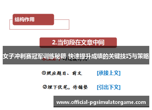 女子冲刺赛冠军训练秘籍 快速提升成绩的关键技巧与策略 女子冲刺赛冠军训练秘籍 快速提升成绩的关键技巧与策略